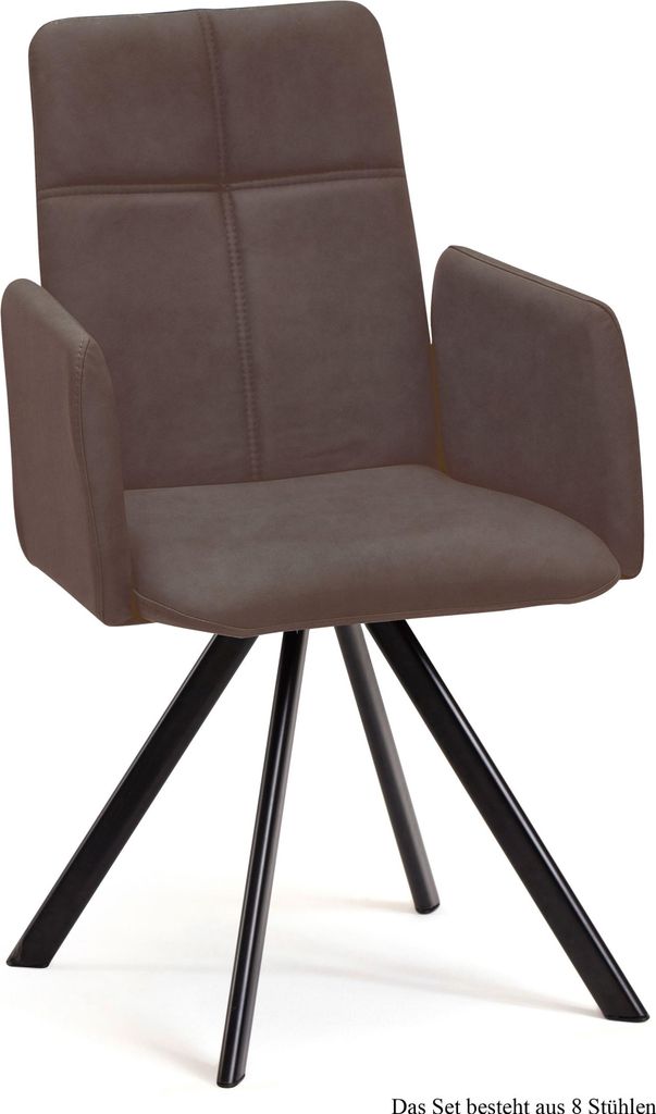 Armlehnstuhl (8er-Set) Dawna 52x92x60 Schwarz/Braun