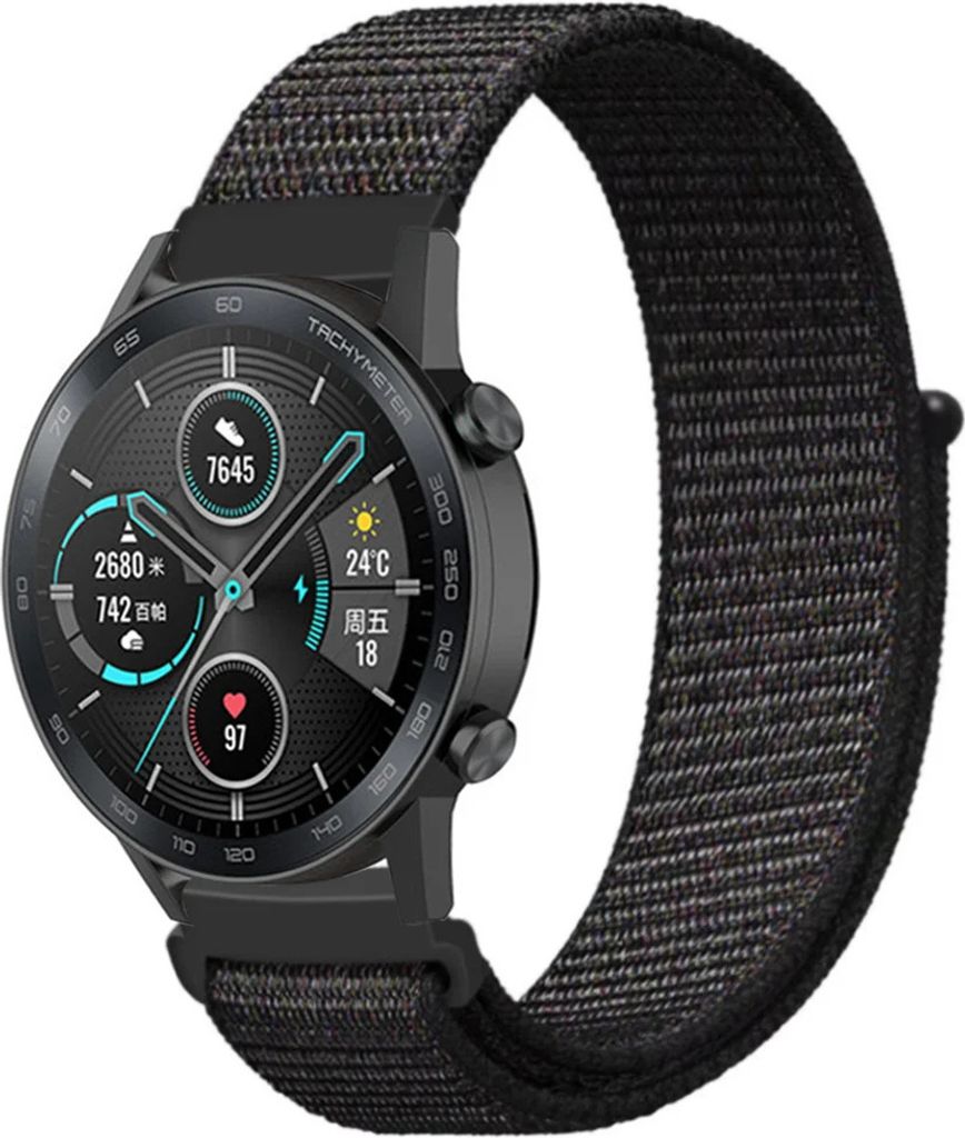 Strap-it Honor Magic Watch 2 Nylonarmband (Schwarz)