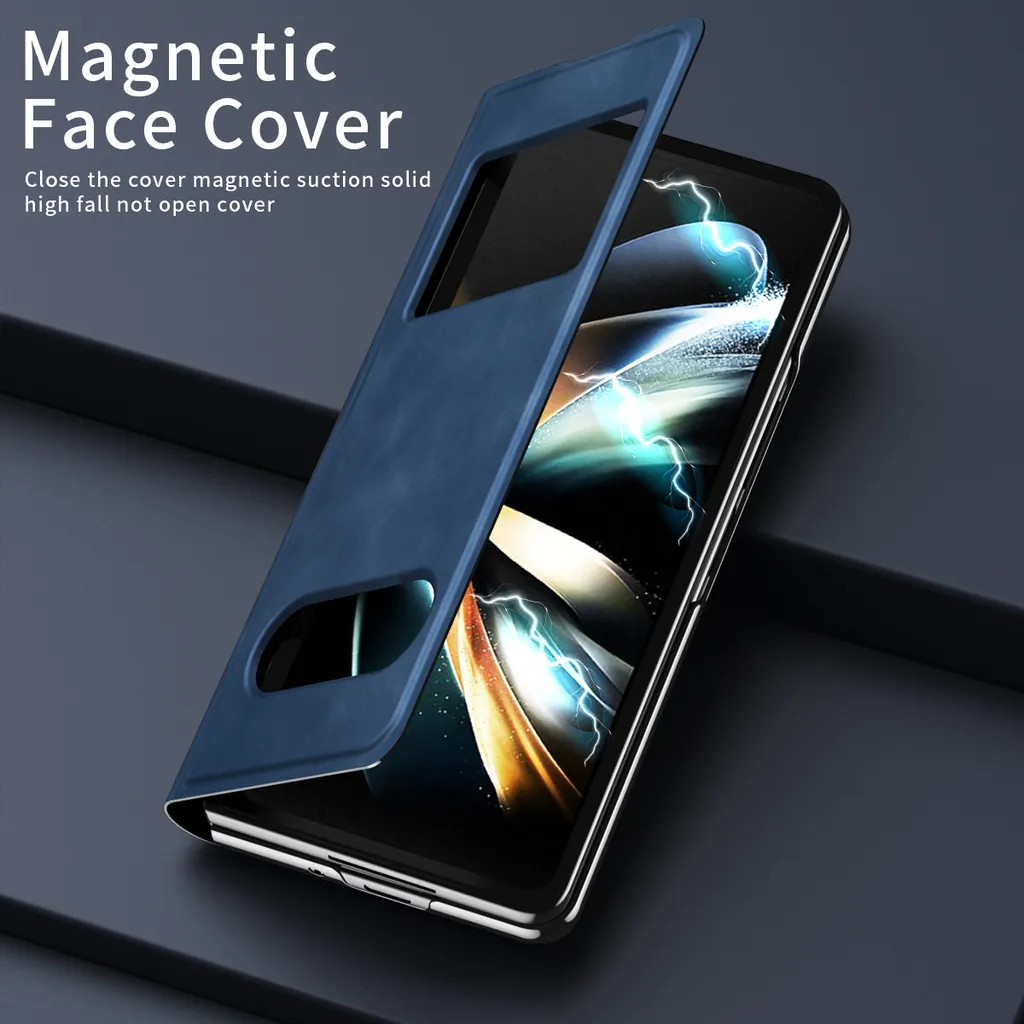 Custodia in pelle per Samsung Galaxy Z Fold 3 con proteggi schermo in vetro temperato e