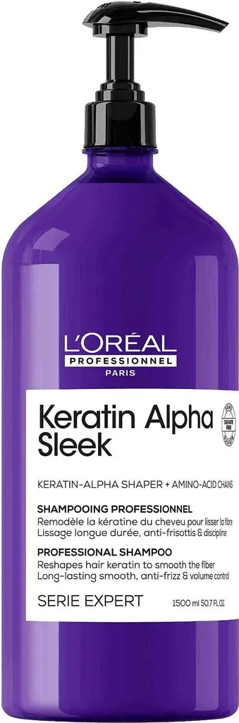 Shampooing Keratin Alpha Sleek 1500 ml pour un Brushing Lisse Facile