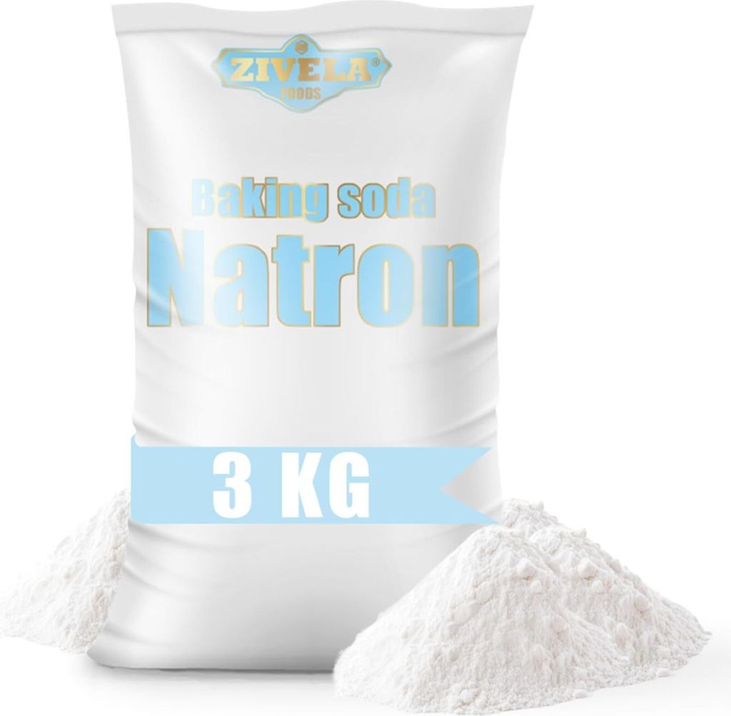Natron pulver, Baking Soda 3kg | Natriumbicarbonat, Natriumsalz | 3000g Natron E500 Backsoda 100% Rein, Lebensmittelqualität (3x 1kg)