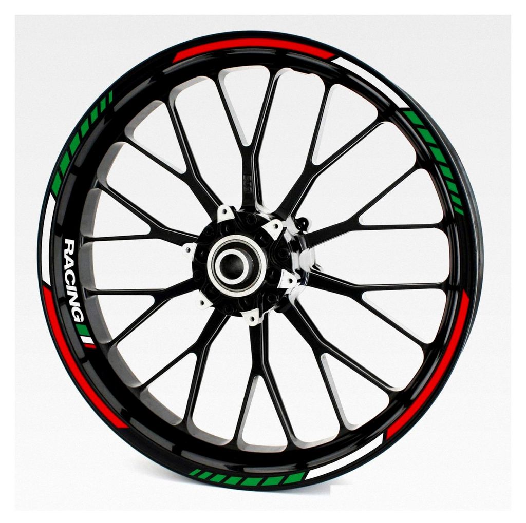Felgenrandaufkleber RS - Italienisches Tricolore - Komplettset für 15" bis 19"