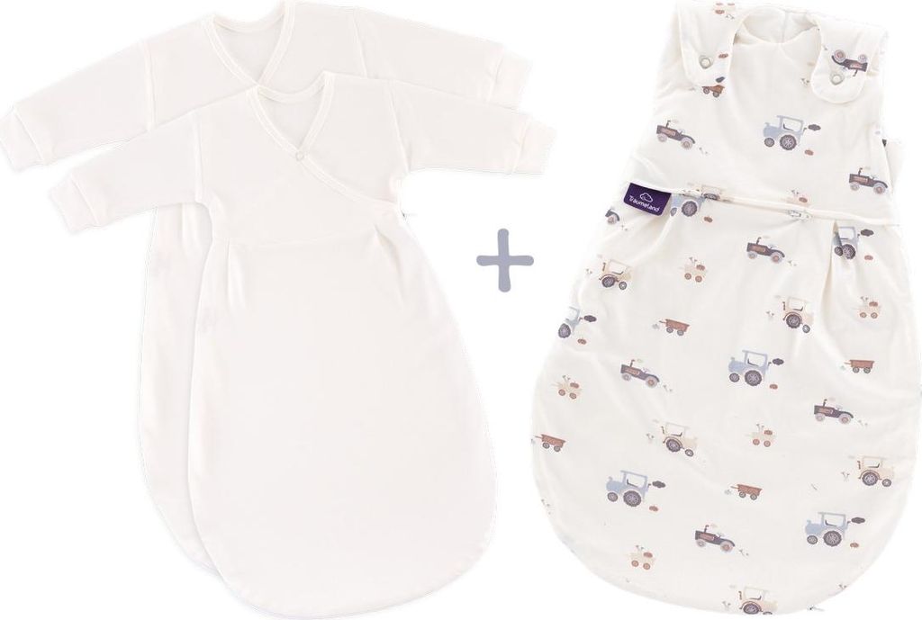 Träumeland Babyschlafsack LIEBMICH 3tlg. Set Little Farm blau Größe 50/56