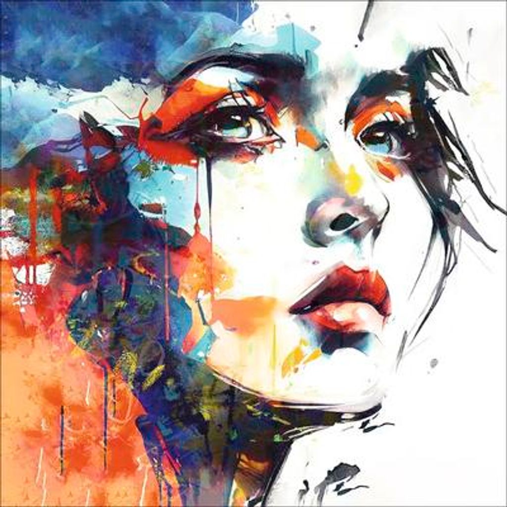 Glasbild Colorful Woman Face 50x50 cm