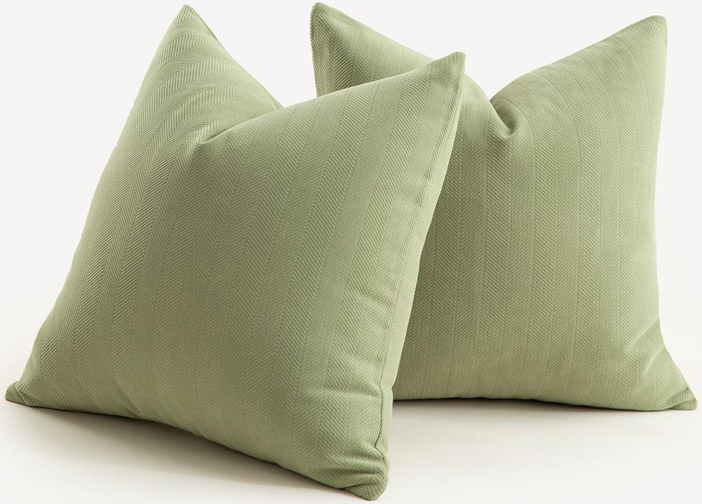 Set mit 2 Kissenbezügen, 40 x 40 cm, salbeigrüner Chenille, weich, bequem, strapazierfähig, moderne Dekokissenbezüge für Sofa, Wohnzimmer, Sch...