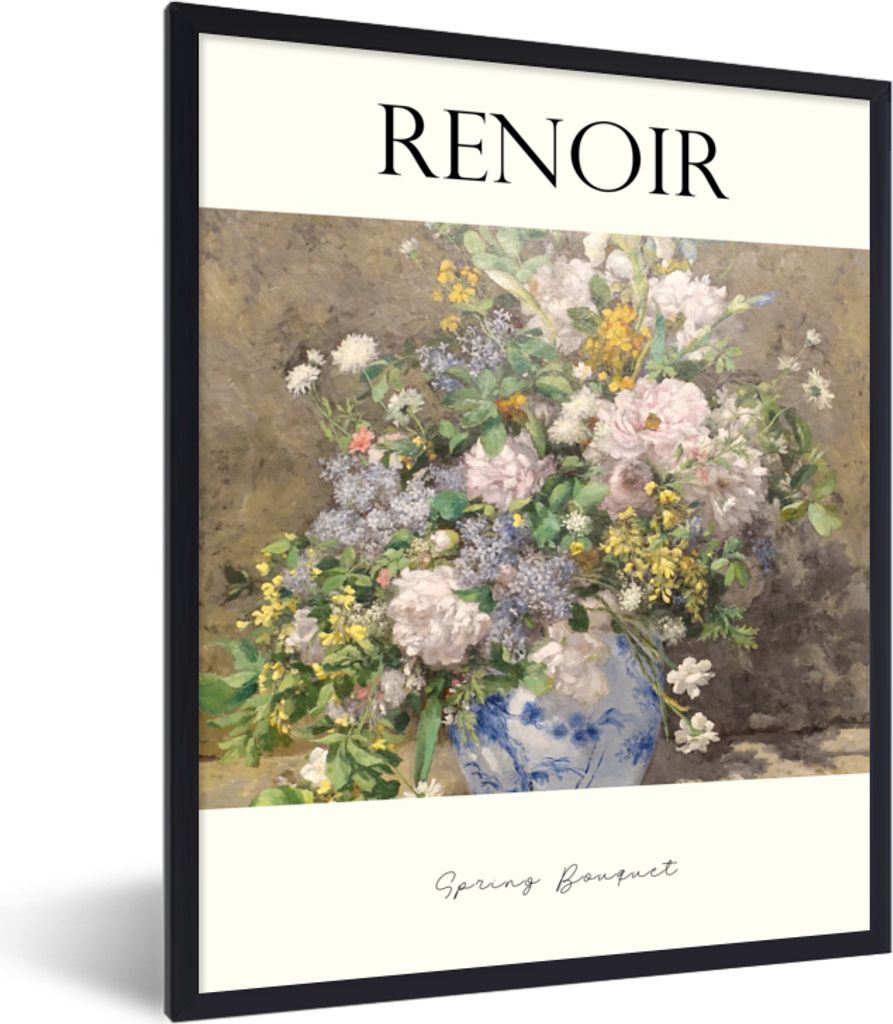 MuchoWow Gerahmtes Poster Frühlingsstrauß - Renoir - Blumen 30x40 cm - Poster mit Schwarzem Bilderrahmen Wandposter Rahmen Foto Bilder - Wandde...