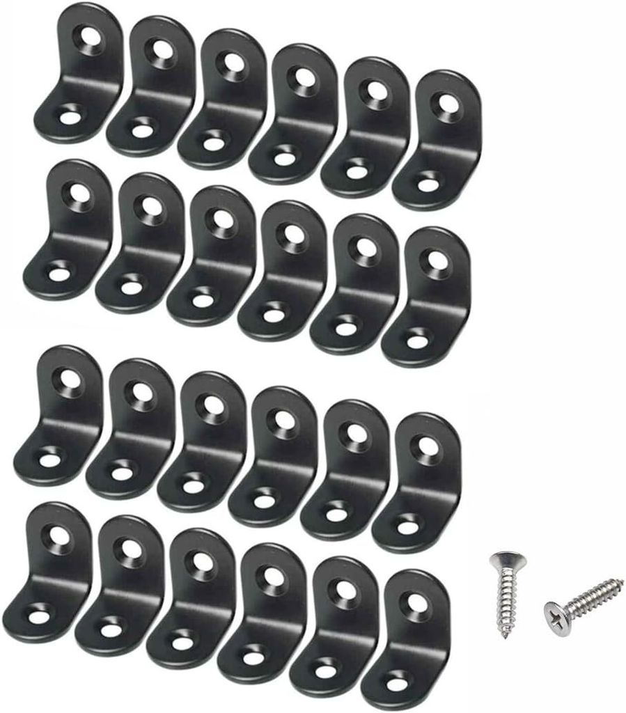 24-teilige L-Winkel-Eckwinkel-Sets, 90-Grad-Winkelwinkel, Metall-Eckstrebe 20 x 20 mm zur Befestigung von Holzrahmen, Tischen, Stühlen, Bettmöbel...