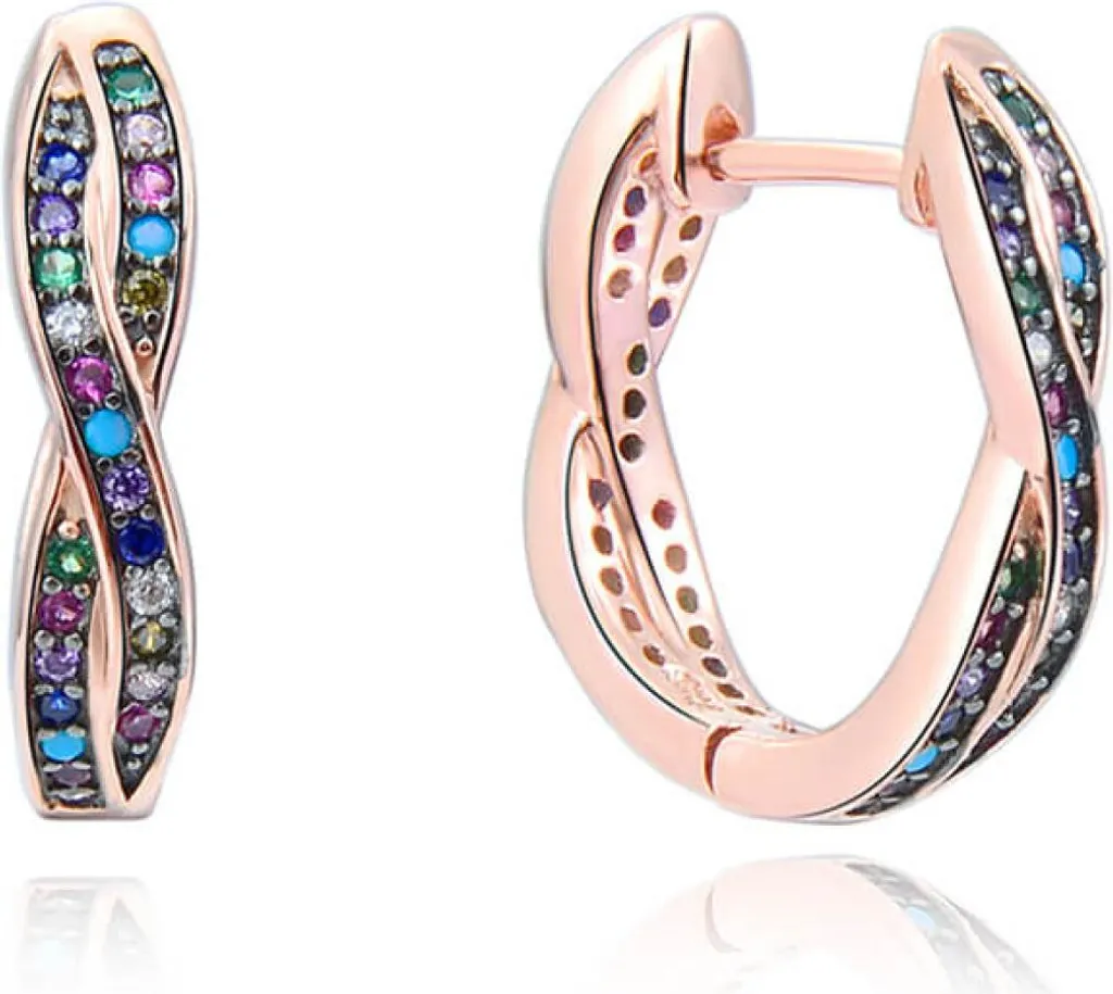 Regalo Donna Orecchini Argento Oro Rosa AGUC2252-ROSE con Zirconi Brillanti
