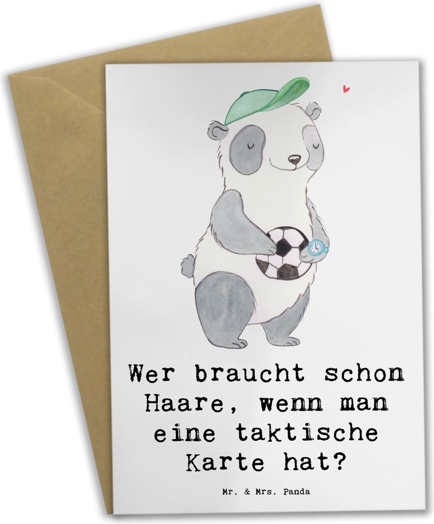 Mr. & Mrs. Panda Glückwunschkarte Fußballtrainer Einzigartig - Weiß - Geschenk, taktische Karte, osterkarten, Berufsgestaltung, einladungskarten...