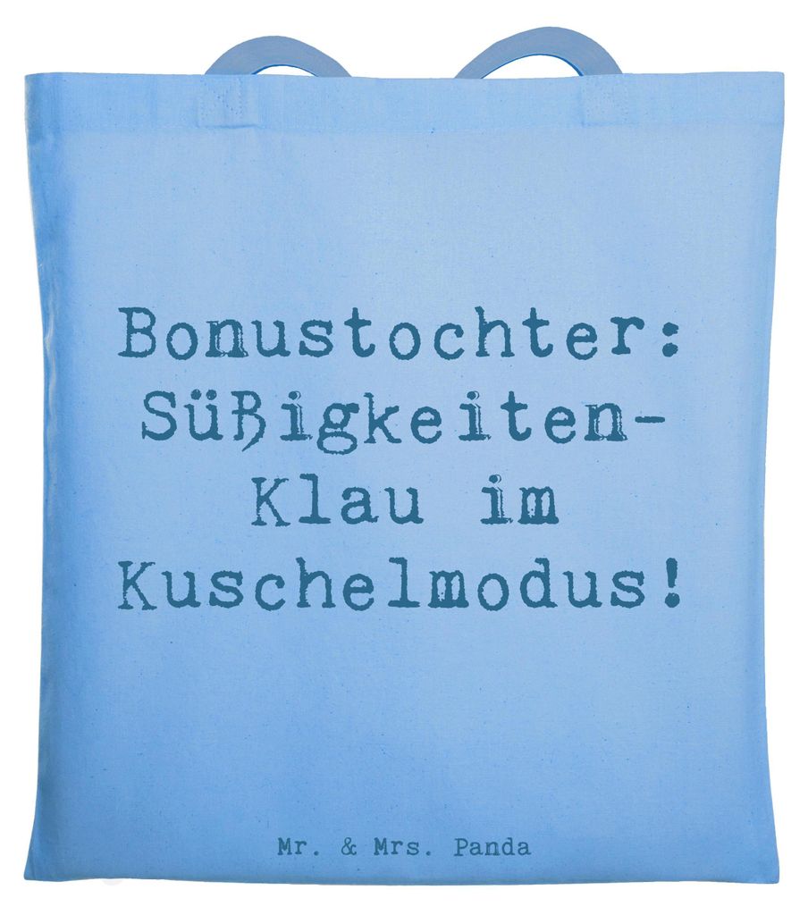 Mr. & Mrs. Panda Tote Bag Spruch Bonustochter Überraschungen - Sky Blue - Geschenk, Büchertasche, Stieftochter, canvas tasche, humor, Beutel, Sch...