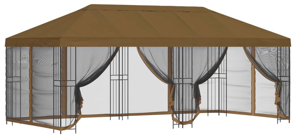 vidaXL Pavillon mit Seitenwänden 6 x 3 m Taupe Polyester und Stahl 190