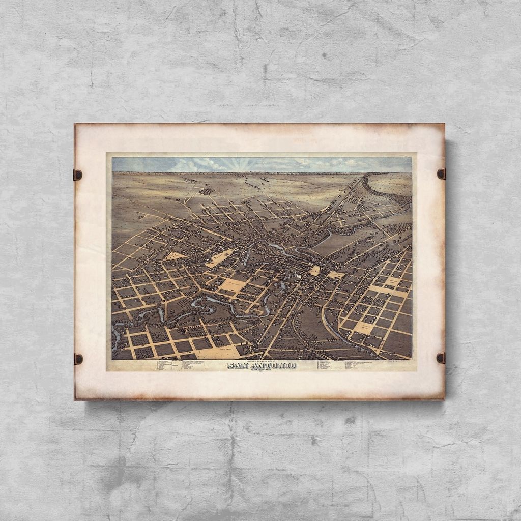 Poster - Canvas - Leinwand - 84,1 cm x 59,4 cm - Fotoposter - Leinwandkunst - Alte Karte von San Antonio