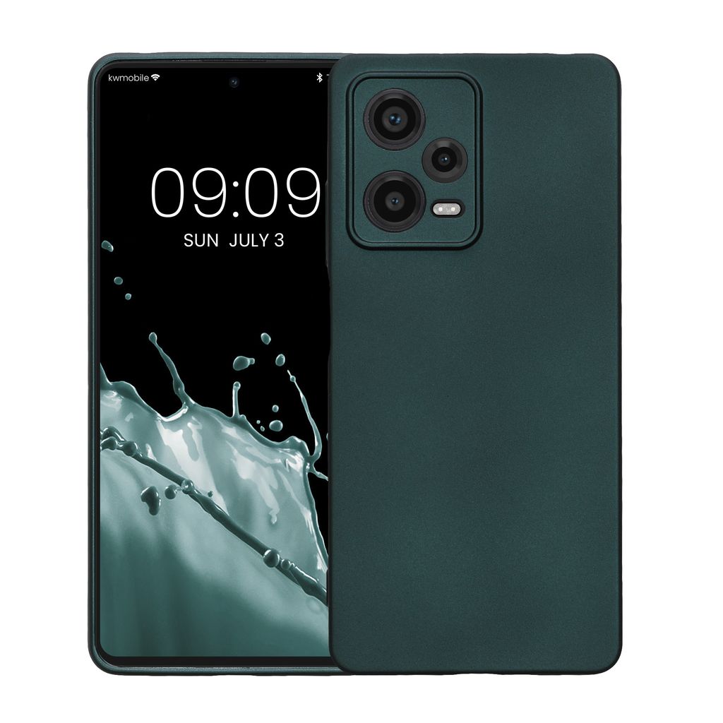 kwmobile Handyhülle kompatibel mit Xiaomi Redmi Note 12 Pro 5G Hülle - weiche Silikon Case metallisch schimmernd in Metallic Petrol