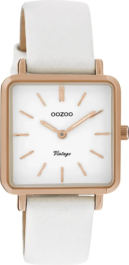 Montre femme Oozoo avec bracelet métallique blanc mat et design minimaliste