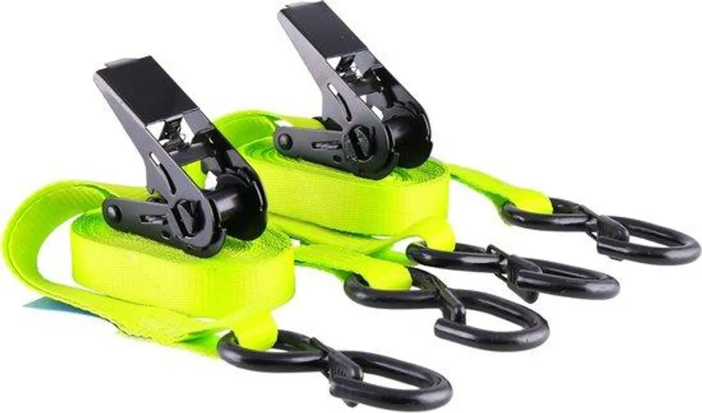 Lot de 2 sangles d'arrimage à cliquet 4 mètres jaune fluo 800kg