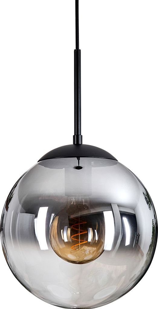 Fossobiubo Hängelampe aus Metall/Glas in Schwarz/Rauchfarben/Klar