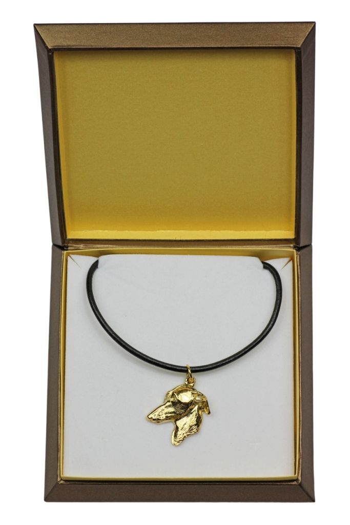 Italienisches Windspiel, Italian Greyhound - Hundehalsband in Geschenkbox, vergoldeter Anhänger für Hundefans, auffälliger Schmuck von Art-Dog