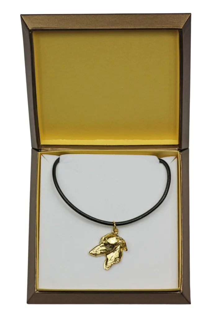 Bijou Lévrier Italien original en plaqué or, coffret cadeau inclus