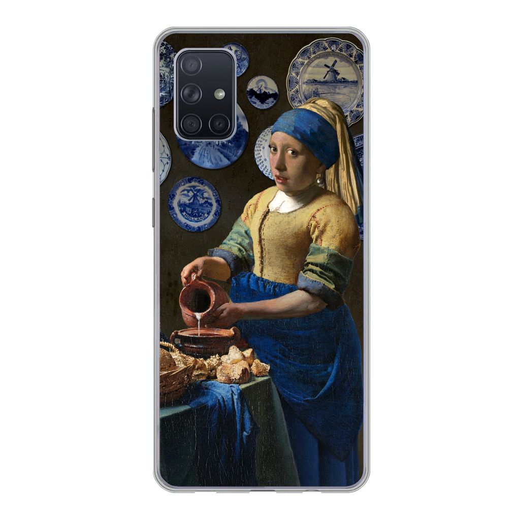 MuchoWow Handyhülle Schutzhülle Hülle für Samsung Galaxy A71 Milchmädchen - Das Mädchen mit dem Perlenohrring - Vermeer Silikon Softcase Ha...