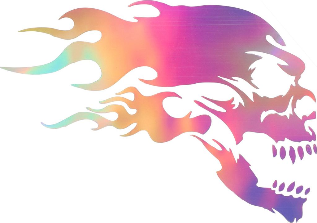 Reflektierender Stoßstangenaufkleber Mehrfarbiges Quadrat Totenkopf Flammenmuster Reflektierender Autoaufkleber Personalisierte Dekoration Fahrzeu...