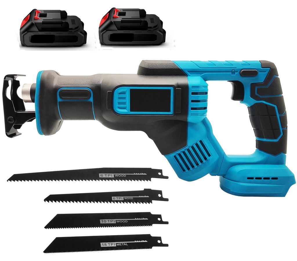 Säbelsäge - Akku-Reciprosäge - 18 V - Inkl. 2 Akkus - 4 Sägeblätter - 3000 U/min - Für Holz & Metall - Rot