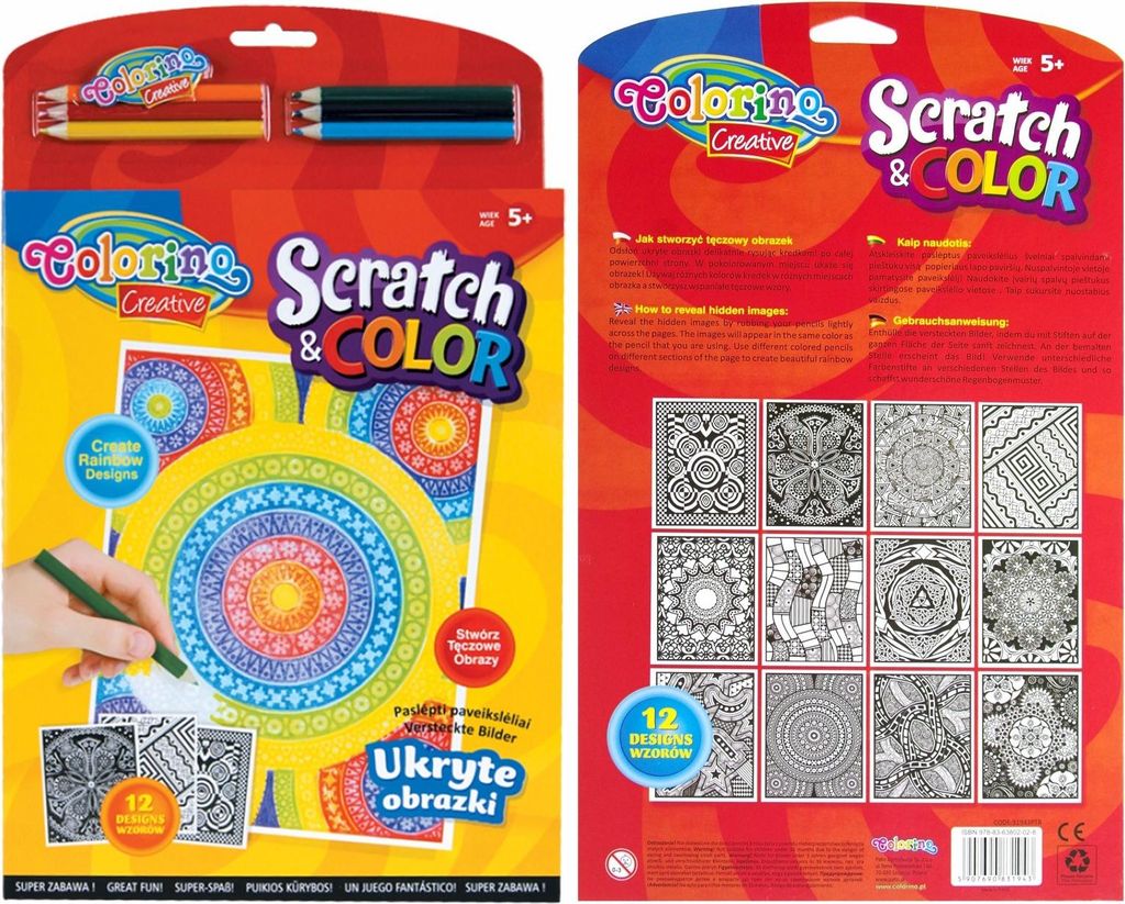 Versteckte Bilder Malbuch + 6 Colorino Buntstifte