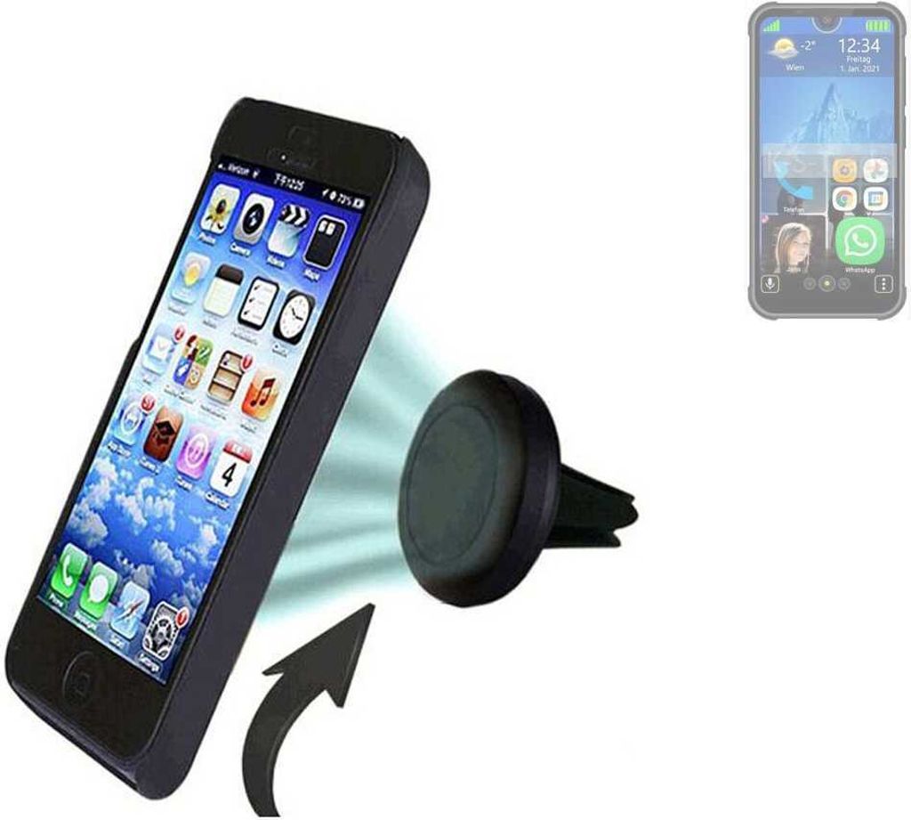 K-S-Trade Kompatibel mit Bea-fon MX1 Auto Handy Halterung KFZ Halter Lüftungsgitterhalterung Air Vent mount Smartphone Halter