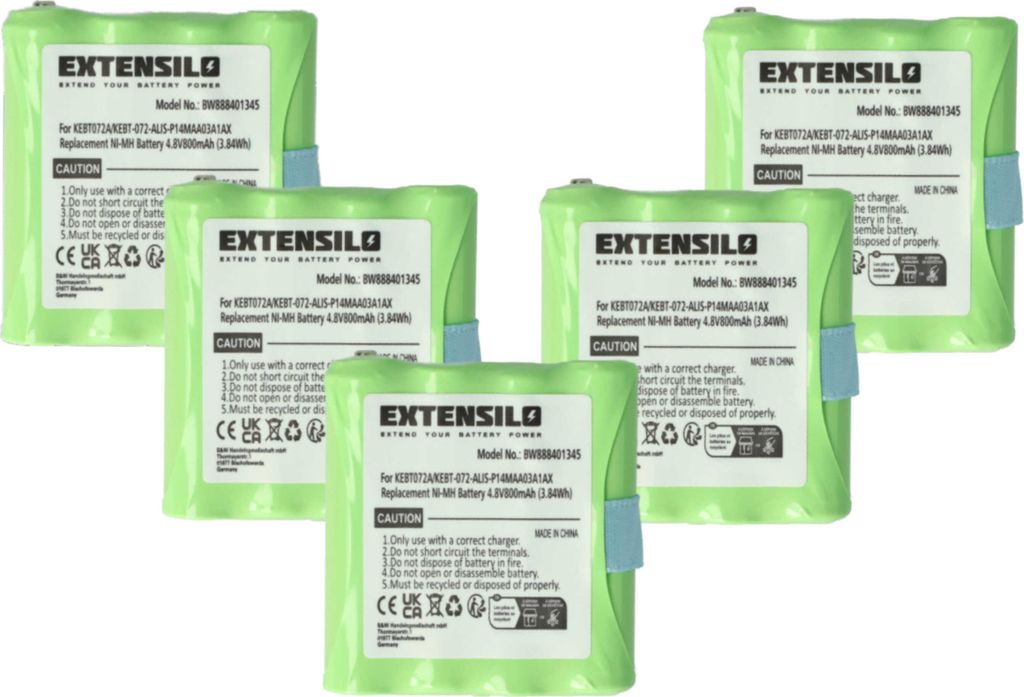EXTENSILO 5x Akku Ersatz für Motorola LIS-P14MAA03A1AX, BP-38, IXNN4002B für Funkgerät, Walkie Talkie (800 mAh, 4,8 V, NiMH)