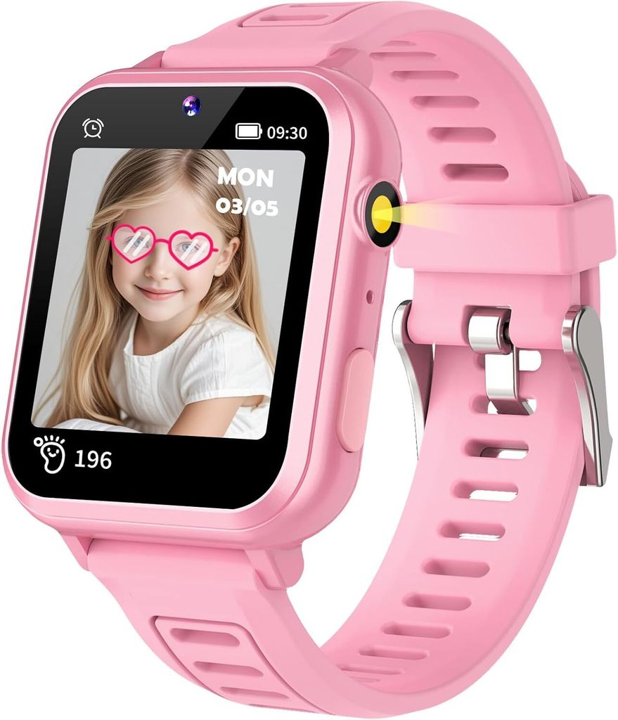 Smartwatch Kinder Jungen Mädchen 24 Spiel MP3 Musik HD Kamera Kindersicherung Schrittzähler 13 Wecker