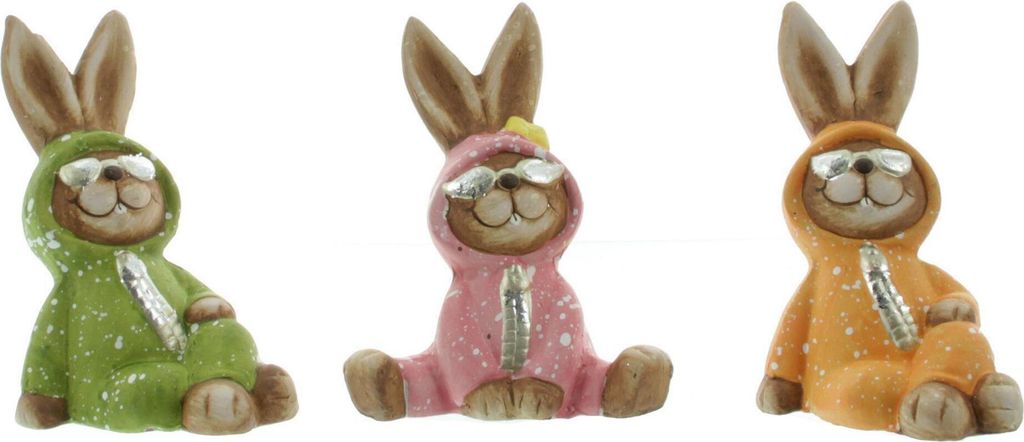 Mel-O-Design Osterhase Pyjama Frühling Osterdekoration Keramik 9 cm x 10,5 cm x 5 cm Orange