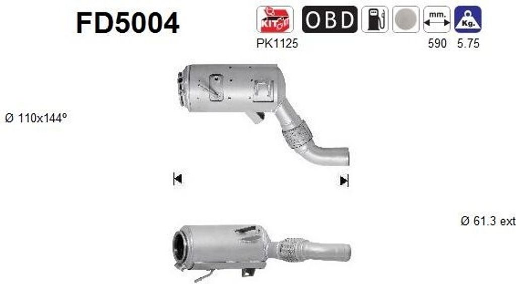 AS FD5004 Dieselpartikelfilter Rußpartikelfilter DPF für BMW 3 Touring (E91) Abgasanlage Diesel