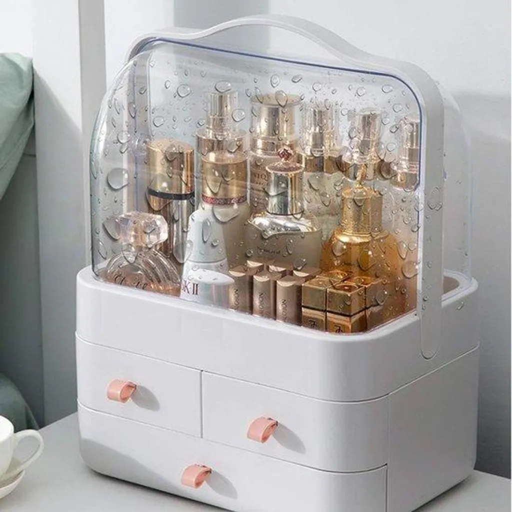 Boîte à cosmétiques noire transparente et robuste en acrylique fumé