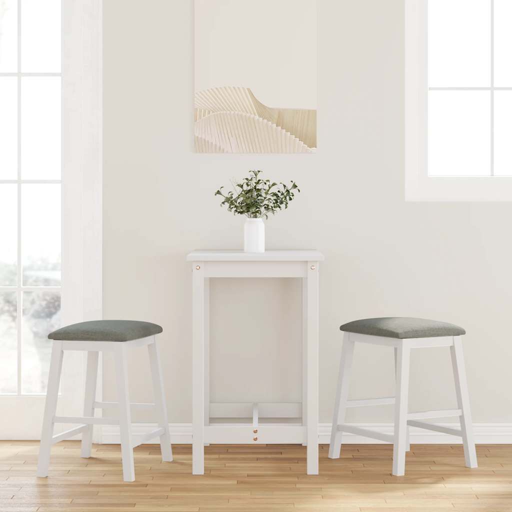 "2026 Promotion" Barstühle mit Kissen 2 Stk. - Hohe Qualität - Weiß Massivholz Gummibaum - Barhocker CC25523