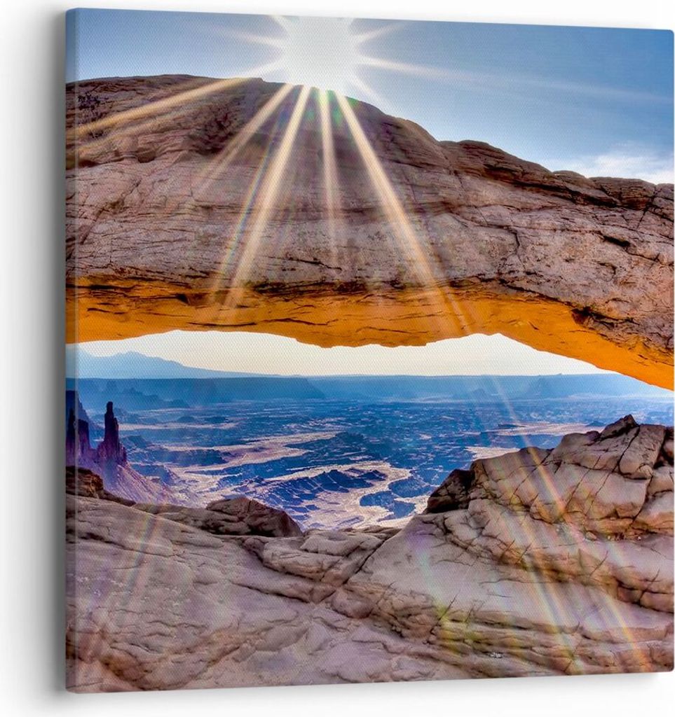 Bild auf Leinwand - Leinwandbild - Felsen Ansicht Landschaft - 40x40cm - Wand Bild - Wanddeko - Leinwanddruck - Bilder - Kunstdruck - Wanddekoratio...