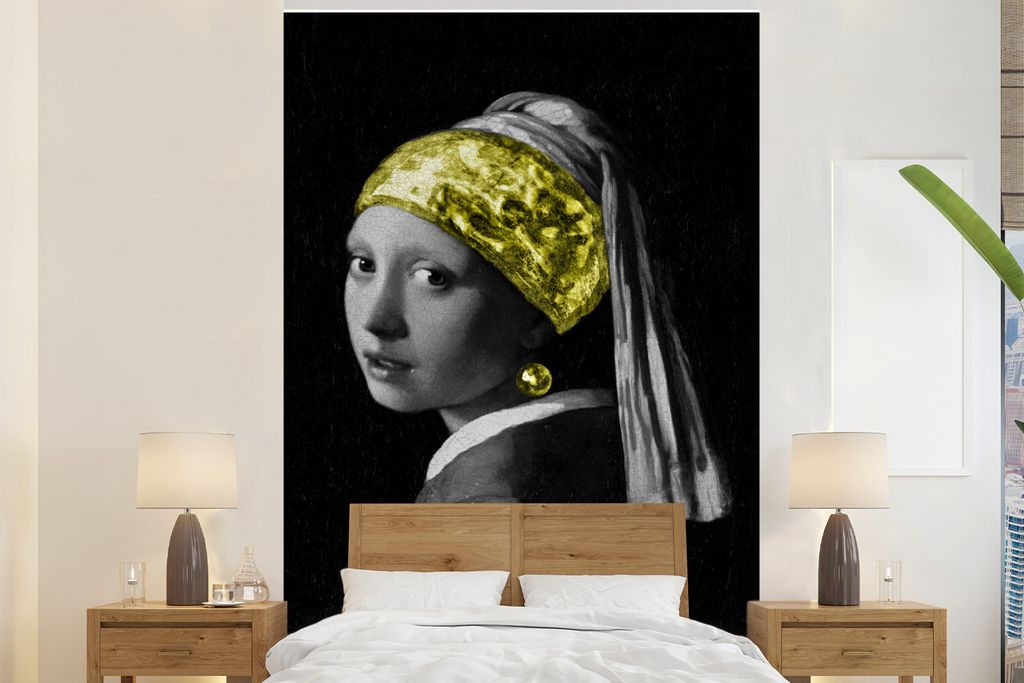 MuchoWow Fototapete für Wohnzimmer oder Schlafzimmer Wandtapete Vinyl Motivtapete Mädchen mit einem Perlenohrring - Johannes Vermeer - Gelb - 1...
