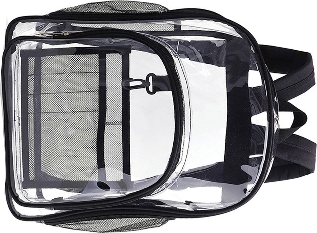 Laptop Rucksack Schultaschen Schwarz Transparent PVC Wasserdicht Große Kapazität für Schule College Student 36x28x12cm