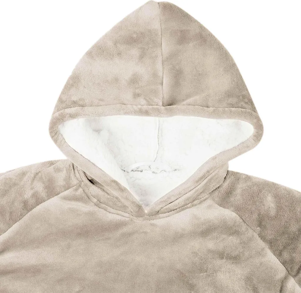 Pull couverture Beige L Fleece - Idéal Télétravail et Soirées Canapé
