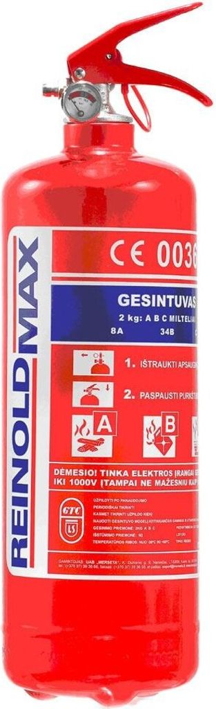 Feuerlöscher 2 kg Inhalt, mit Halter Produktbild 
