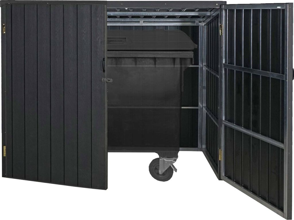 Mülltonnenverkleidung MCW-J29, Mülltonnenbox für Müllcontainer 660-1100L, WPC Metall 172x213x160cm anthrazit