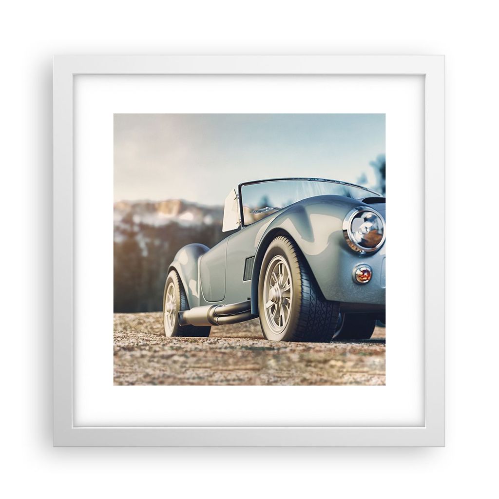 Gerahmtes Poster - Weißer Rahmen - Kobra Sport Auto - 30x30 cm - Wand Bild - Wanddeko - Wandbilder - Kunstposter - Wandposter - Bilderrahmen - Bil...