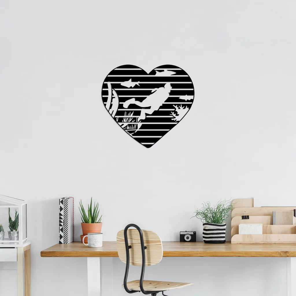 Décoration Murale Métal Wallity Diver TNL3123 Noir 78x70cm Design Chic