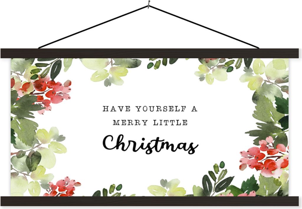 MuchoWow Textilposter Natur - Weihnachten - Zitat 120x60 cm mit schwarzem Rahmen - Dekoration Schlafzimmer