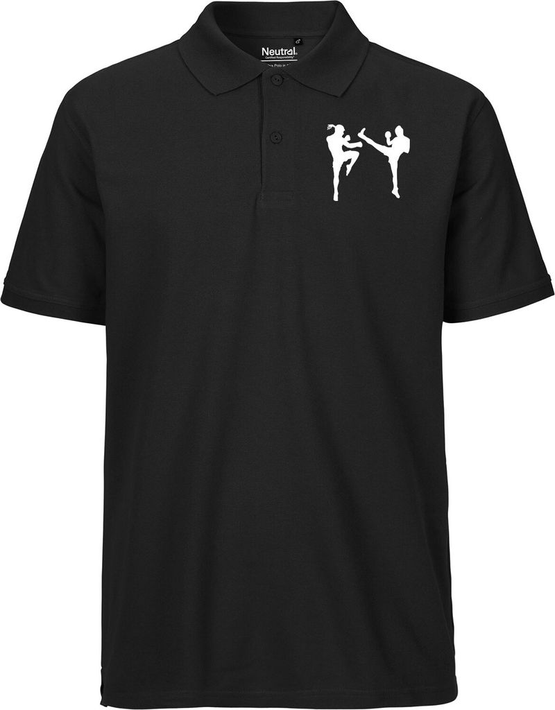 Huuraa Herren Polo Shirt Kickboxen Silhouette XXL Black Bio Baumwolle Fairtrade Poloshirt Geschenkidee