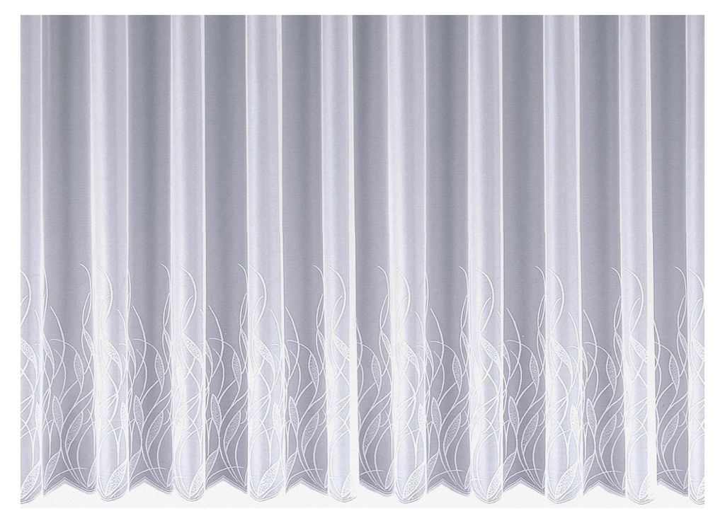 Fertigstore mit Kräuselband, Jacquard Ornamente, Weiß, 300 x 145 cm