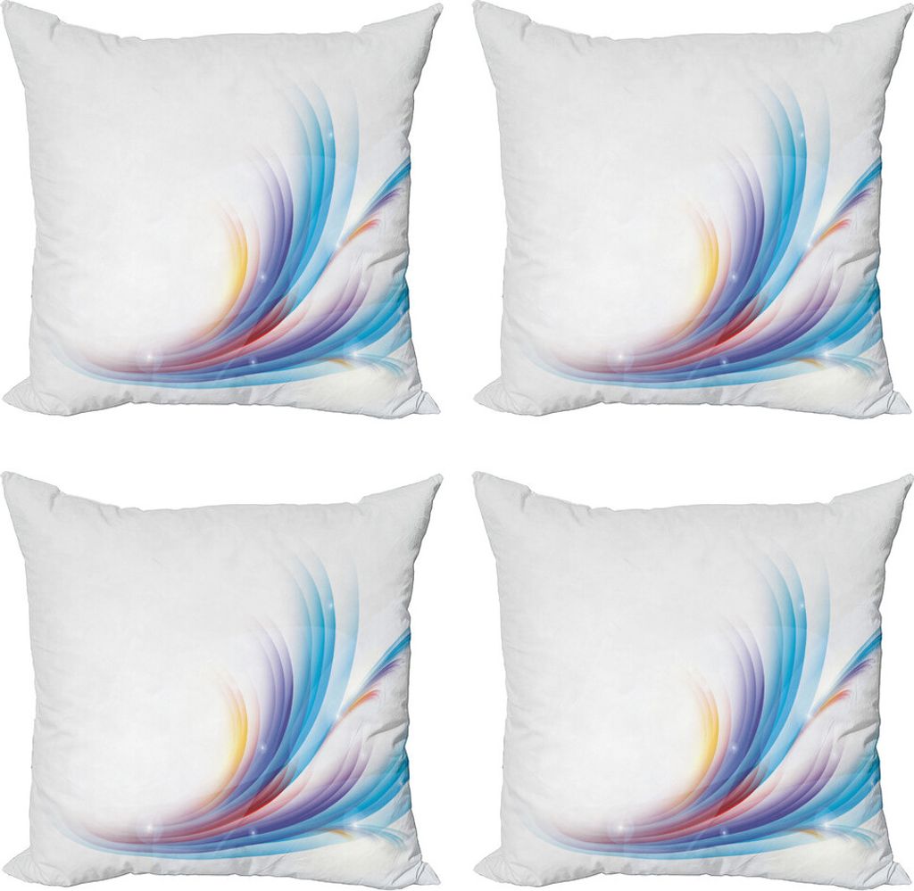 ABAKUHAUS Abstrakt Kissenbezug Set (4 Stück), Regenbogen inspiriert Waves, Moderner Doppelseitiger Digitaldruck, 60 cm x 60 cm, Lila
