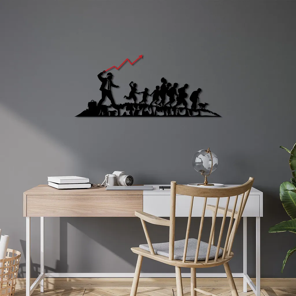 Décoration Murale Banksy en Acier Noir et Rouge 70cm Design Industriel
