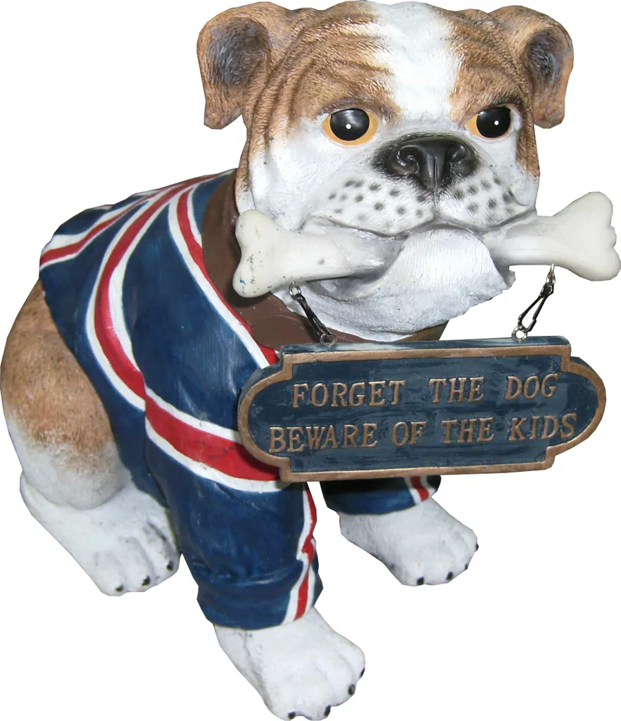 Statue Bouledogue Anglais avec Bouclier 37cm en Résine Haute Qualité