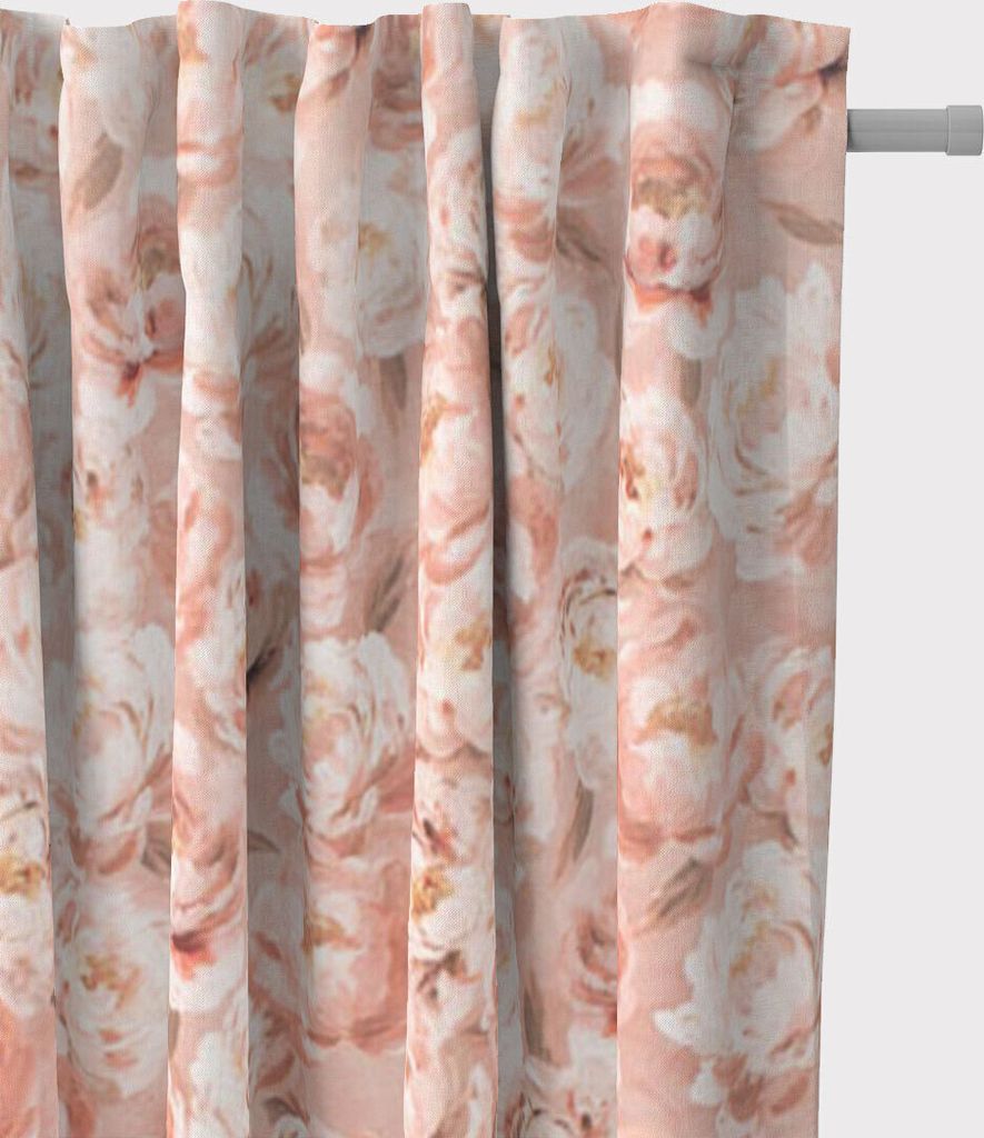 SCHÖNER LEBEN. Vorhang Velvet Deluxe Romantic Peony Dream Pfingstrosen Aufhängung Smok-Schlaufenband