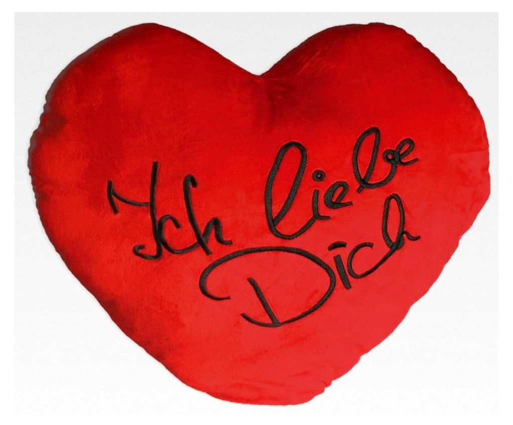 XXL Herz Kissen | Herzförmiges Kissen mit 'Ich liebe Dich' Schriftzug | rotes Plüschkissen | bestickte Botschaft | Für Jahrestag, Valentinstag.....