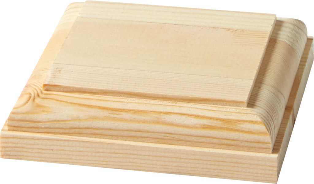 A wooden post cap on a white background.